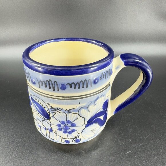Hand Made Mexico Pottery Coffee Mug Cup Talavera Mug Raised Hand Painted Pottery - Picture 12 of 13